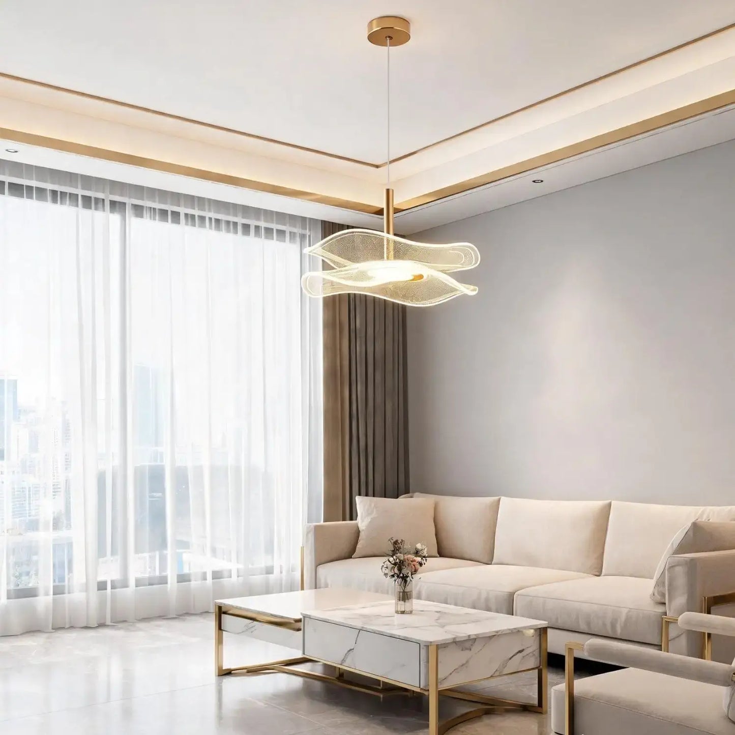 Lotus | Gold Lotus Leaf LED Pendant Light