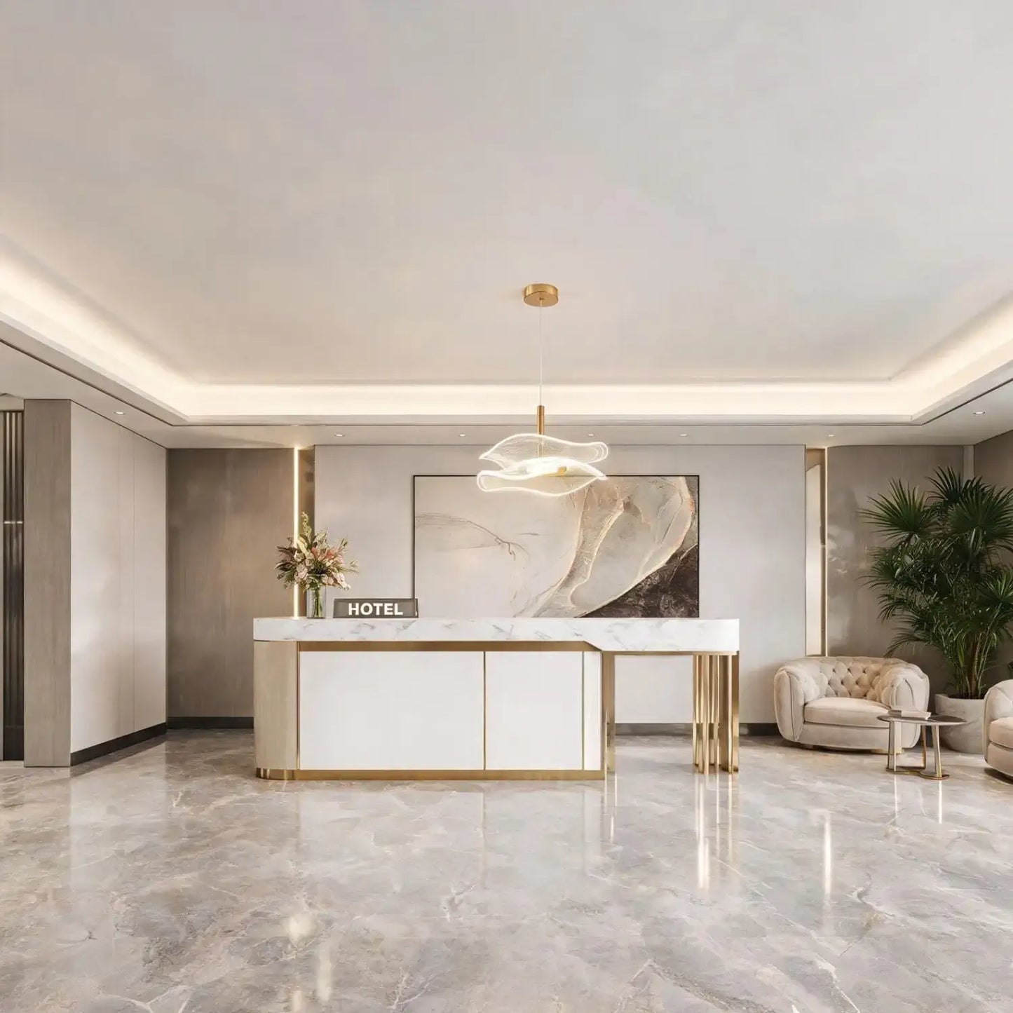 Lotus | Gold Lotus Leaf LED Pendant Light