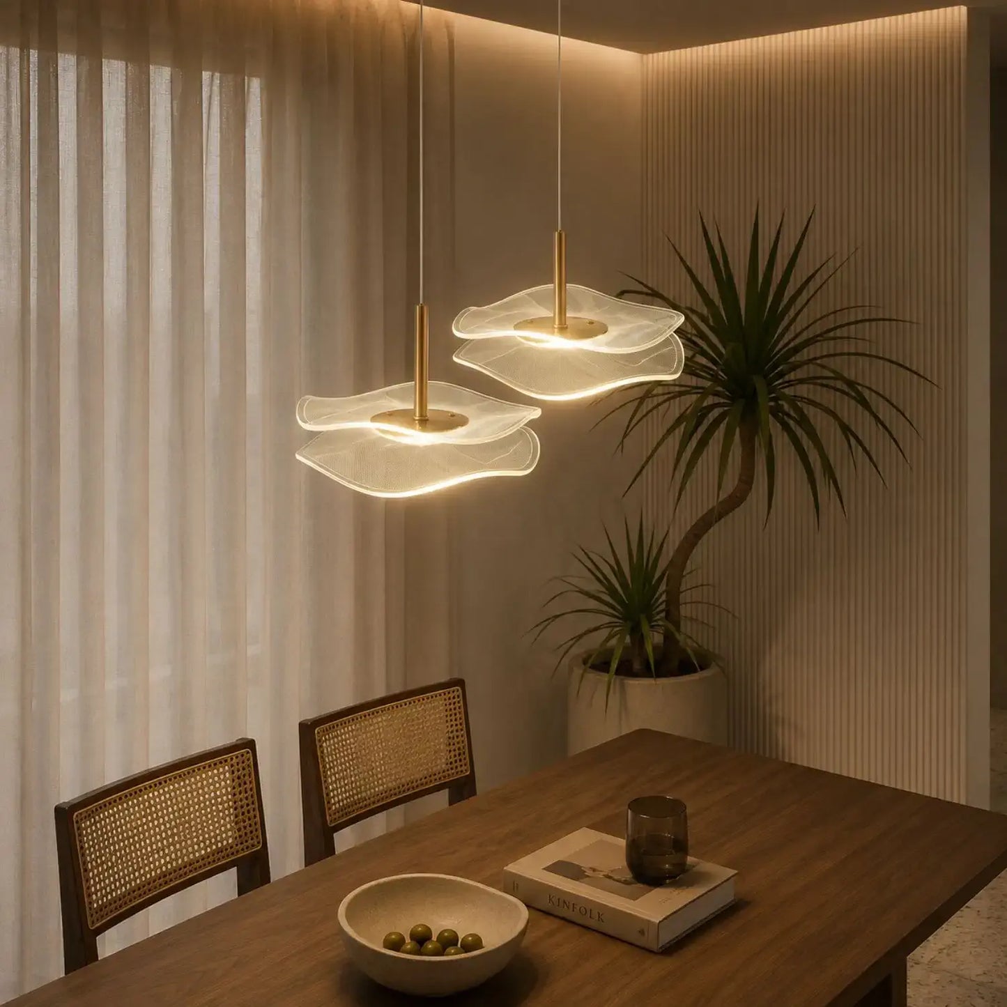 Lotus | Gold Lotus Leaf LED Pendant Light