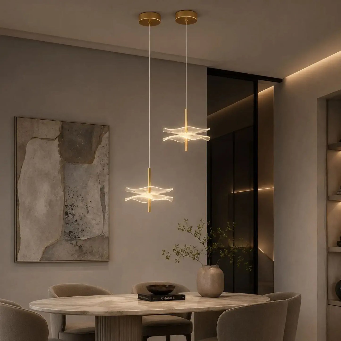 Lotus | Gold Lotus Leaf LED Pendant Light